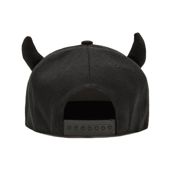 Horns Devil Snapback Black Cap Hat - Picture 2 of 3